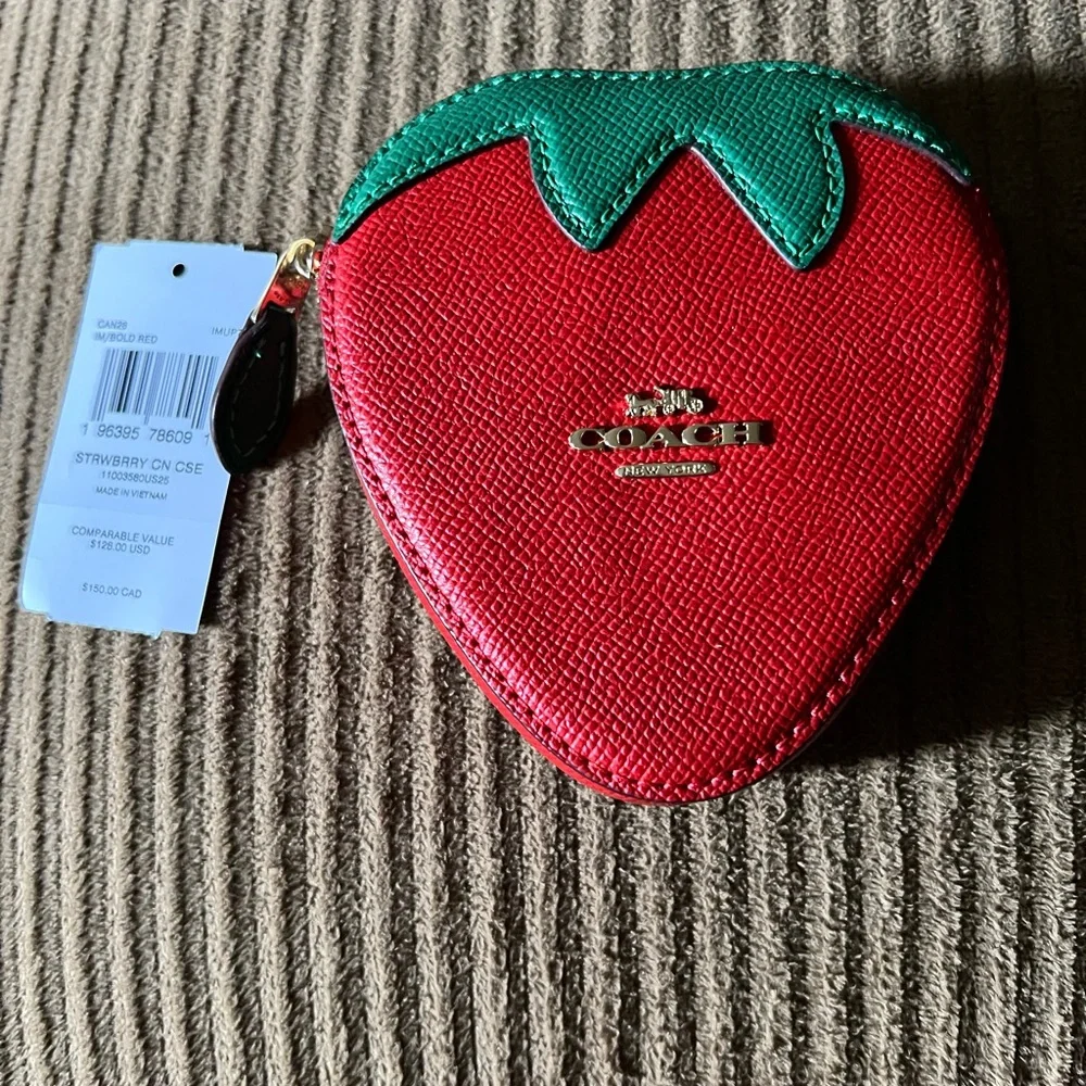 Coach Strawberry Coin Case nwt - Picture 3 of 5